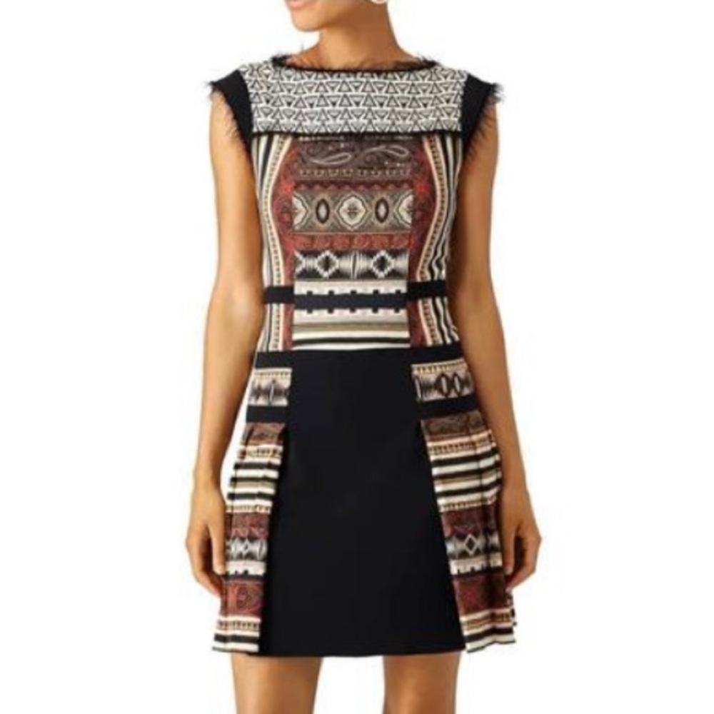 Etro Black Aztec Ivory Fringe Night Out Dress